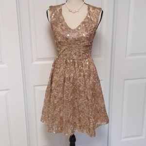 Decode 1.8 Gold and Champagne Cocktail Dress